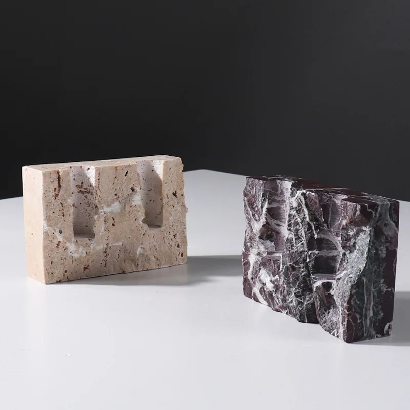 Natural Marble Stone Candle Holder Vintage Travertine Candlesticks for Candles Home Decorations