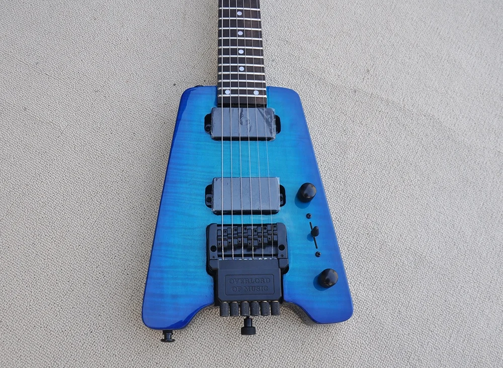 Headless Blue Body  Electric Guitar,Rosewood fingerboard,Black hardware,Provide customized service