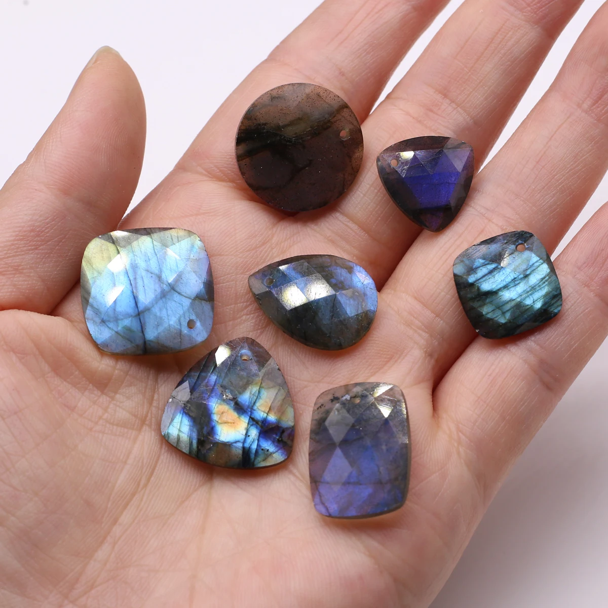 Natural Flash Labradorite Pendant Various Shape Natural Stone Pendant Charms for Making DIY Jewelry Necklace Accessories
