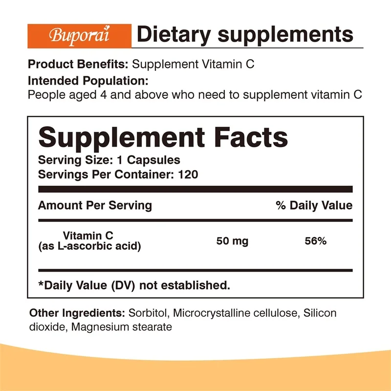 Vitamin C Supplement - Skin Nutrition Health,Promote The Formation of Collagen and Maintain The Normal Function of The Skin