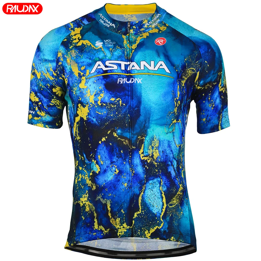 2024 Astana Raudax MTB Bike Cycling Jersey Set Short Sleeve Breathable Cycling Clothing Maillot Ropa Ciclismo Uniform Suit