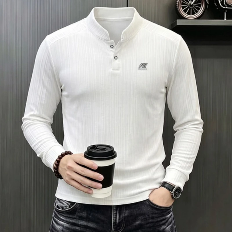 Men's Long-Sleeved Tops Spring Autumn Casual Breathable Comfortable Work Polo Shirts Men Business Long Sleeve Workwear T Shirts