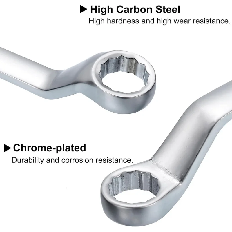 ประแจปลายกล่องคู่ออฟเซ็ต 2 ชิ้น 14 มม- x17 มม. ประแจกล่องชุบเหล็ก 12 จุดเมตริก