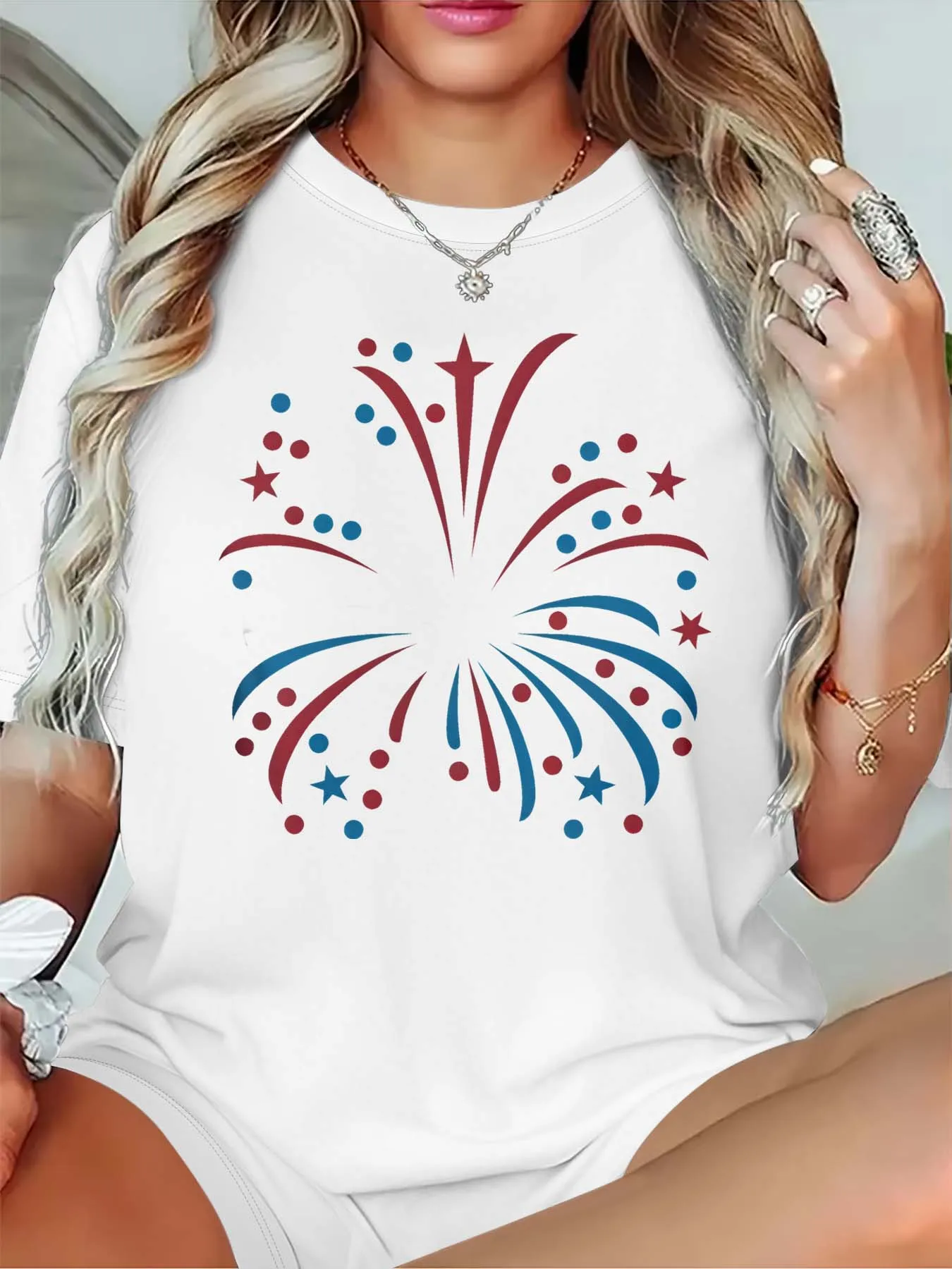 

Футболка больших размеров с праздничным рисунком, стильный топ в стиле праздника для эффектных случаев