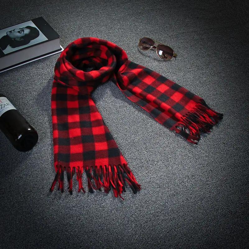 Cashmere-like Plaid Scarf Men's and Women's Thickened Autumn and Winter Warm Scarf Business Men's Widened Scarf