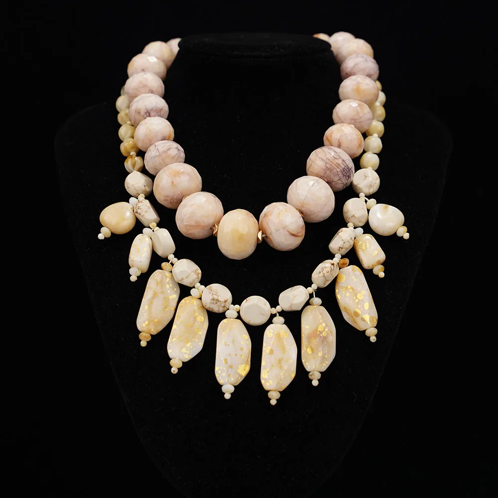 ZA Vintage Exaggerated Bohemian Irregular Patterns Bead Multilayer Necklace For Women Wedding Banquet  Party Gifts Accessories