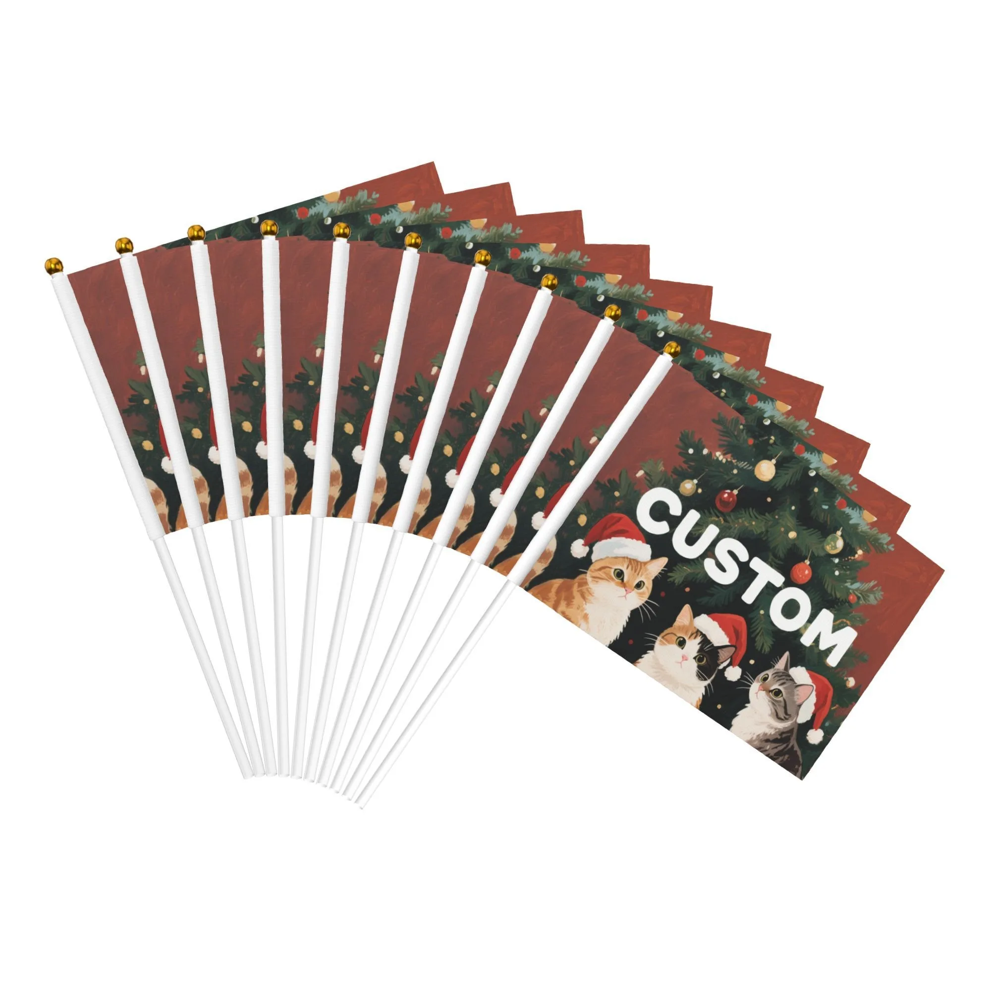 Custom Handheld Flag Set Double-Sided Design with White Flagpole Personalize with Photos for Indoor And Outdoor Events