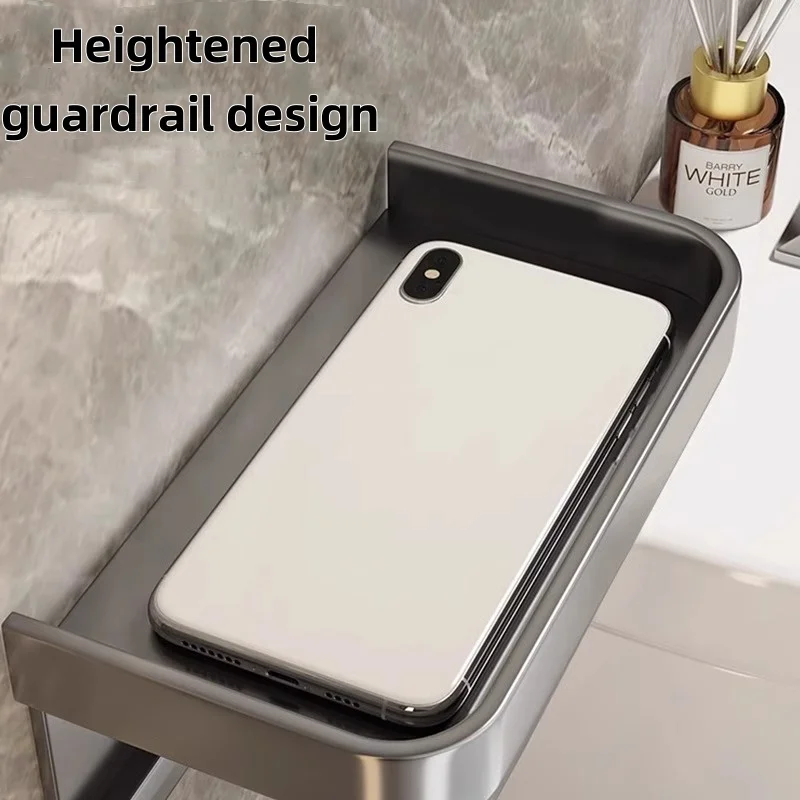 Wall-Mount Toilet Paper Holder with Phone Shelf 5