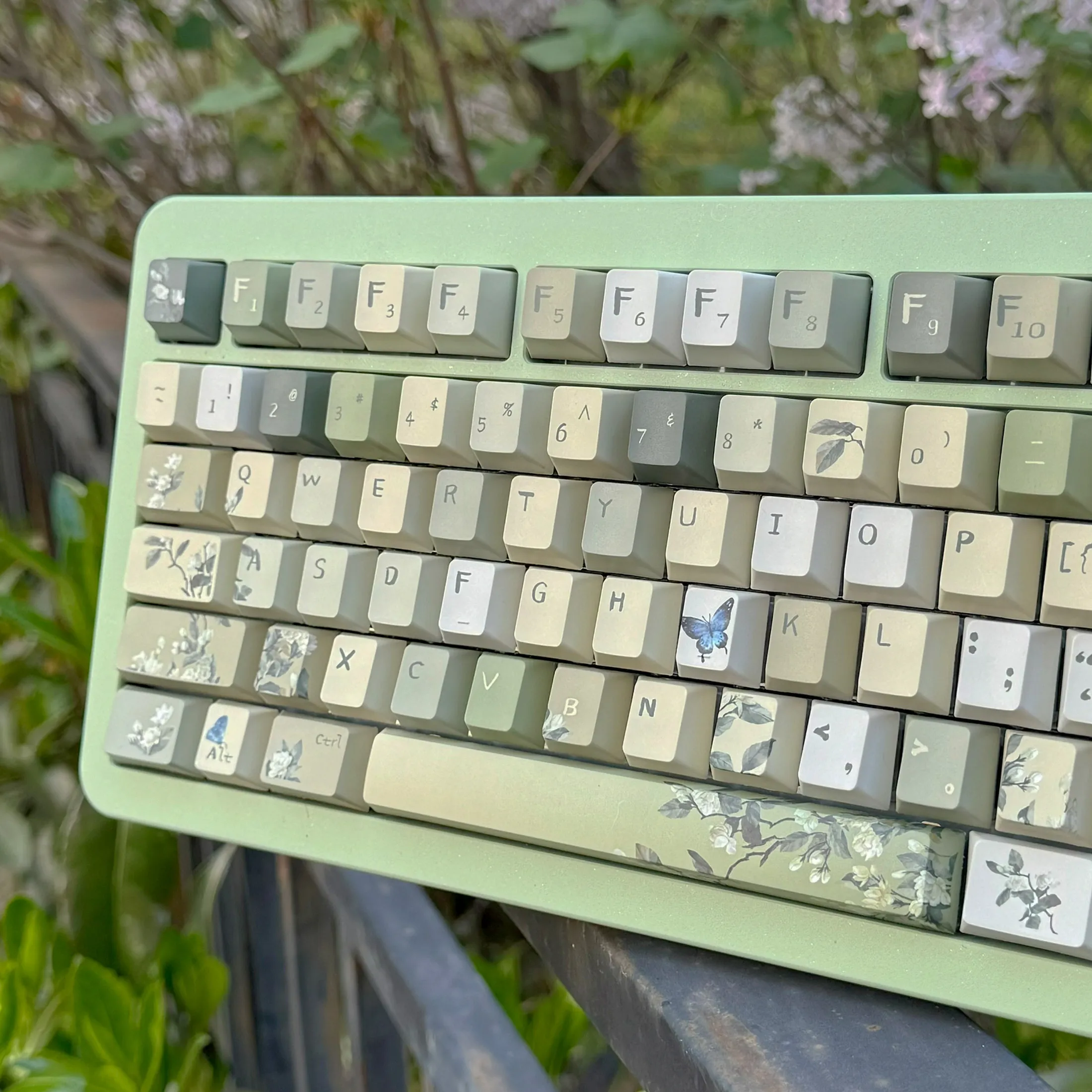 140 Keys/Set Chinese-style Jasmine Snow Bud Theme Keycaps Dye-Sub PBT KeyCap Cherry Profile For Mechanical Keyboard Gaming Offic