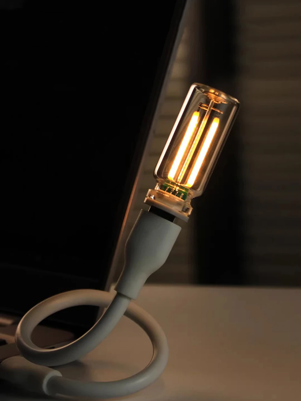Lampka nocna LED z regulacją jasności dotykową, żarówka szklana z filiżanką, zasilana przez USB, 5V, żarówka w stylu retro Edison, dekoracja samochodowa, dekoracja na Halloween, oświetlenie tworzące — 2
