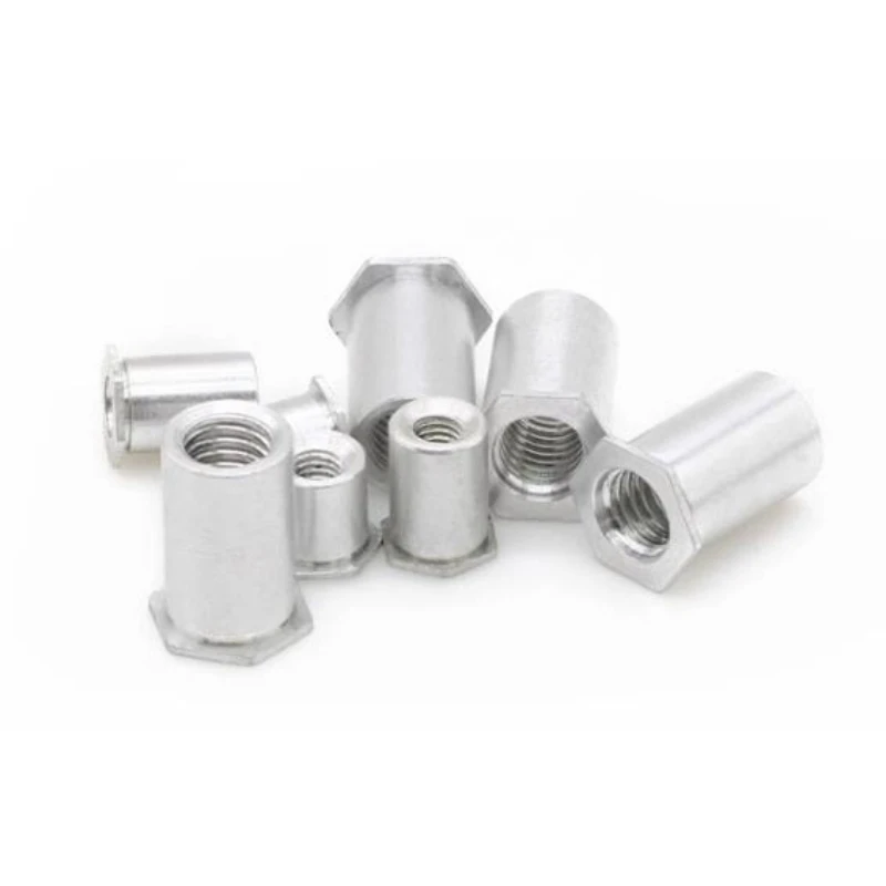 100pcs Aluminum alloy Through Hole Hexagonal Rivet Stud Rivet Nut  M3 M4 M5 M6 M8 Column Riveting Length 3mm-12mm