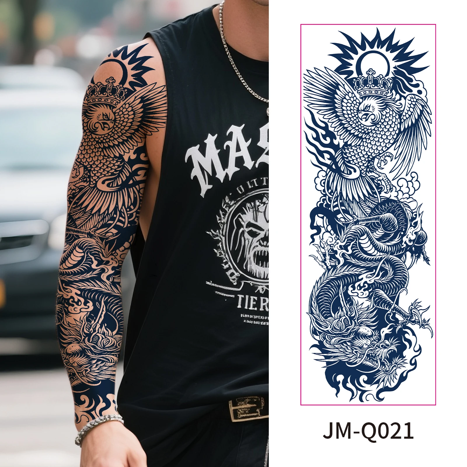 Herbal Fruit Juice Non Reflective 2 Week Long Lasting Water Transfer Semi Permanent Tattoo Sticker Full Arm Sleeve