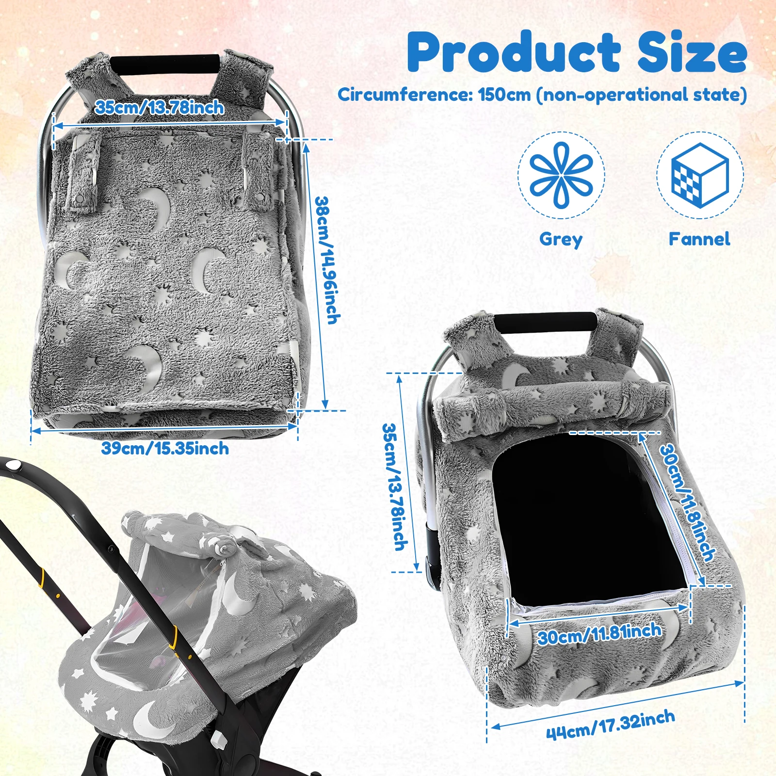 غطاء مقعد سيارة عالمي للأطفال من الفلانيل الناعم غطاء مظلة مقعد السيارة مع نافذة شبكية قابلة للتنفس لحديثي الولادة والبنات والأولاد #2