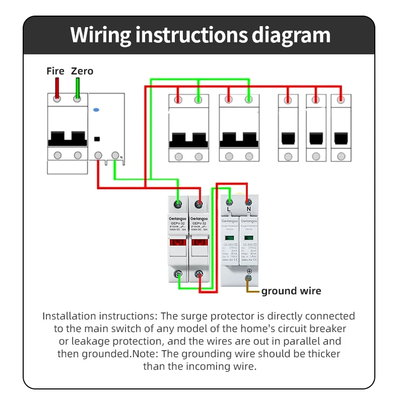 AC SPD 2P 40KA 60KA 275V 385V Haus-Blitzschutzgerät Niederspannungs-Überspannungsableiter – Detail 9