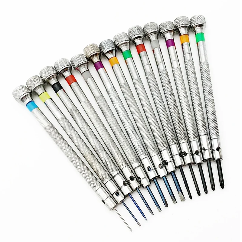 13Pcs 0.6Mm-2.0Mm Watchmakers Multifunctional Precision Screwdriver Set Watch Glasses Flat Blade Opening Repair Tool