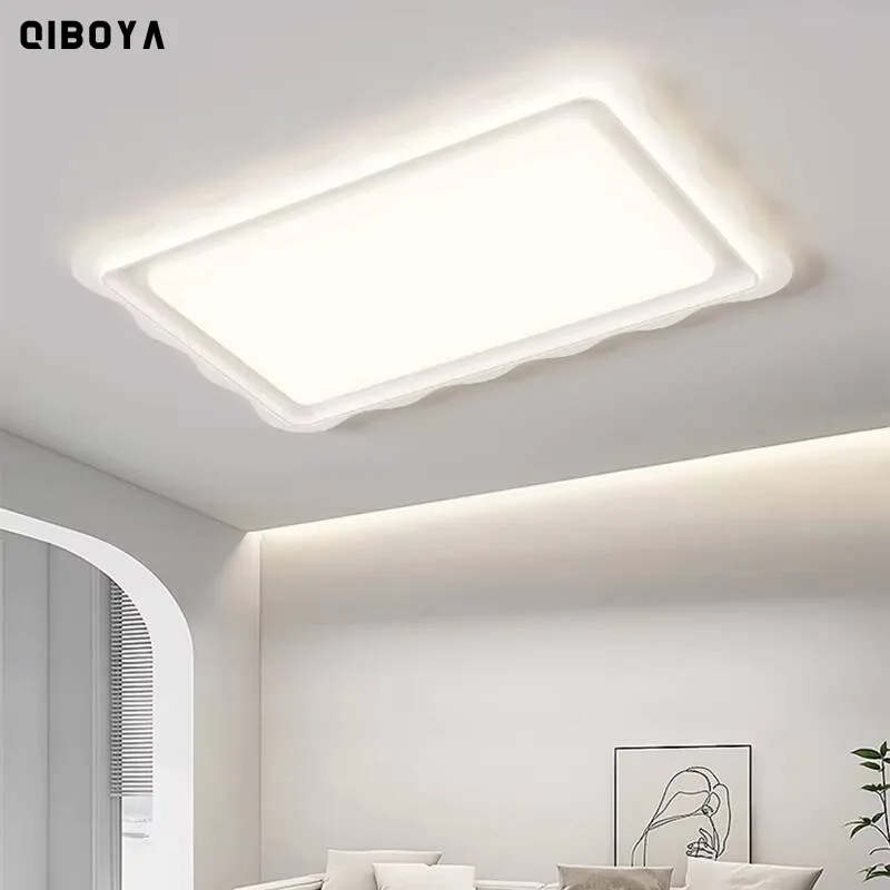 Cream Style Living Room Ceiling Lamp Modern Eye Protection And Dustproof Wavy Study Room Main Lamps Simple Indoor Lighting Lamps