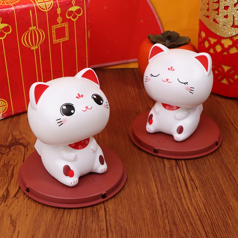 Cute Solar Power Waving Cat Waving Shaking Head Cat Home Decor Waving Cat Decor Car Ornament Doll Figurine Car Decorations