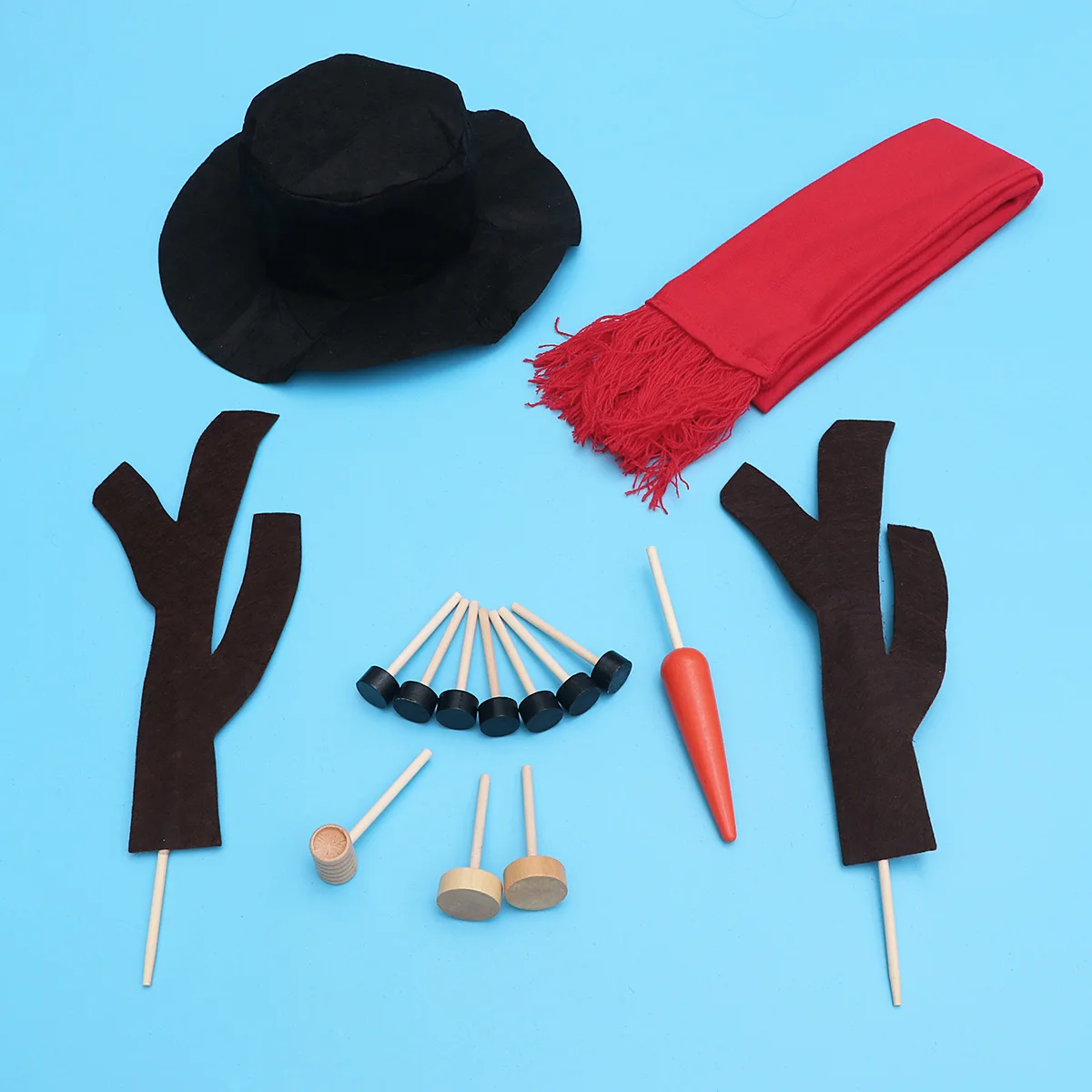 

15 Pcs Snowman Dress up Set Creative Making Christmas Accessories Nose Button Dress-up Kit Building Wooden