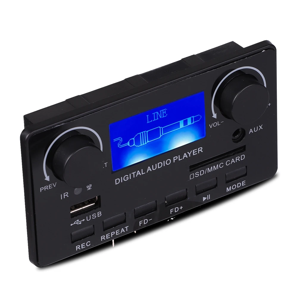 A57G-Bluetooth 5.0 MP3 Decoder Board Support Handsfree Recording FM DC 12V MP3 WMA WAV APE FLAC Audio Player for Car
