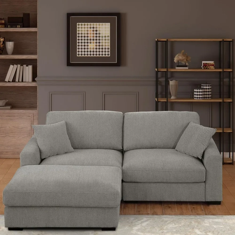 클라우드 소파 92인치 대형 러브시트 소파와 오토만 그레이 셔닐 2-3인용 모듈형 섹셔널 소파 소형 공간용 편안함