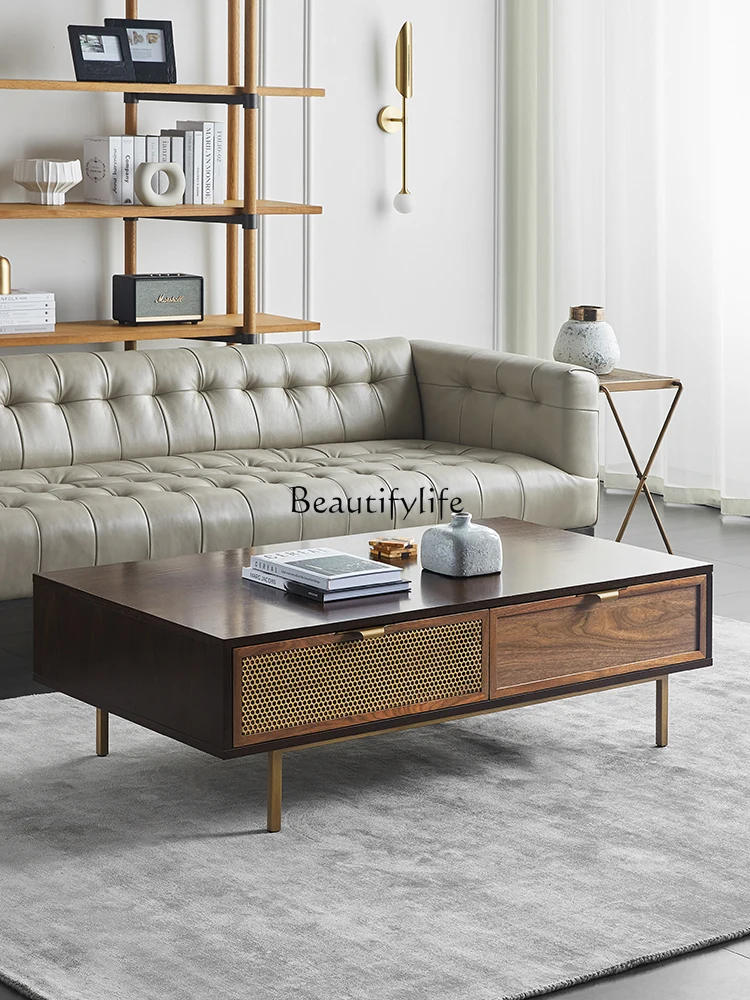 

Light Luxury Post-Modern Coffee Table TV Cabinet Combination Living Room Small Apartment Nordic Solid Wood Original Tea Table