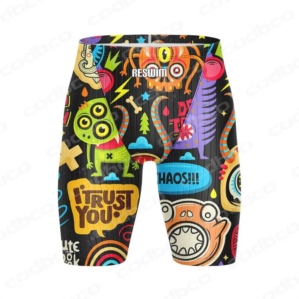 New Men Swimwear Jammer Swimming Shorts Beach Surf Tights Trunks Training Swimsuit Printing Contest Sports Surfing Diving Trunks image 2
