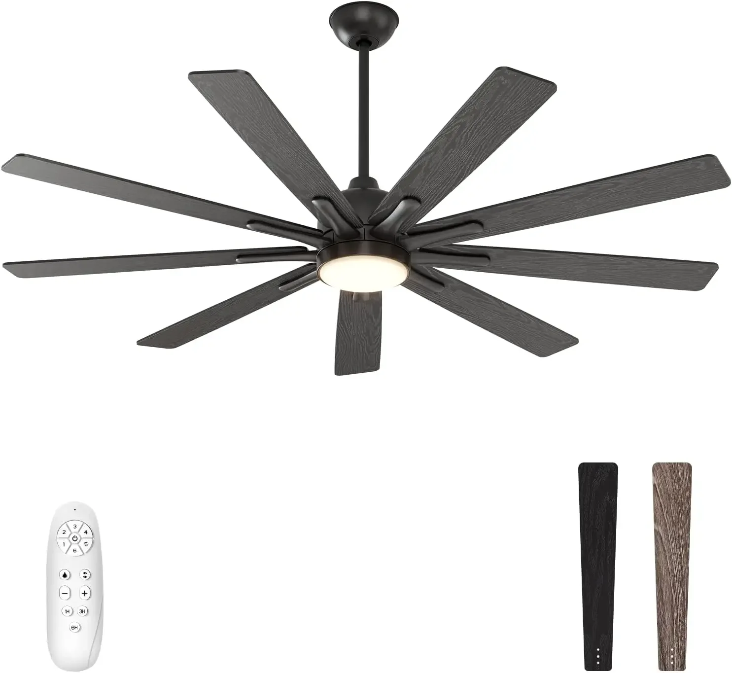 

Ceiling Fan with Lights Remote Control, 62-Inch, Silent DC Motor, 6 Speed, Dimmable LED Light, Black(9-Blades)