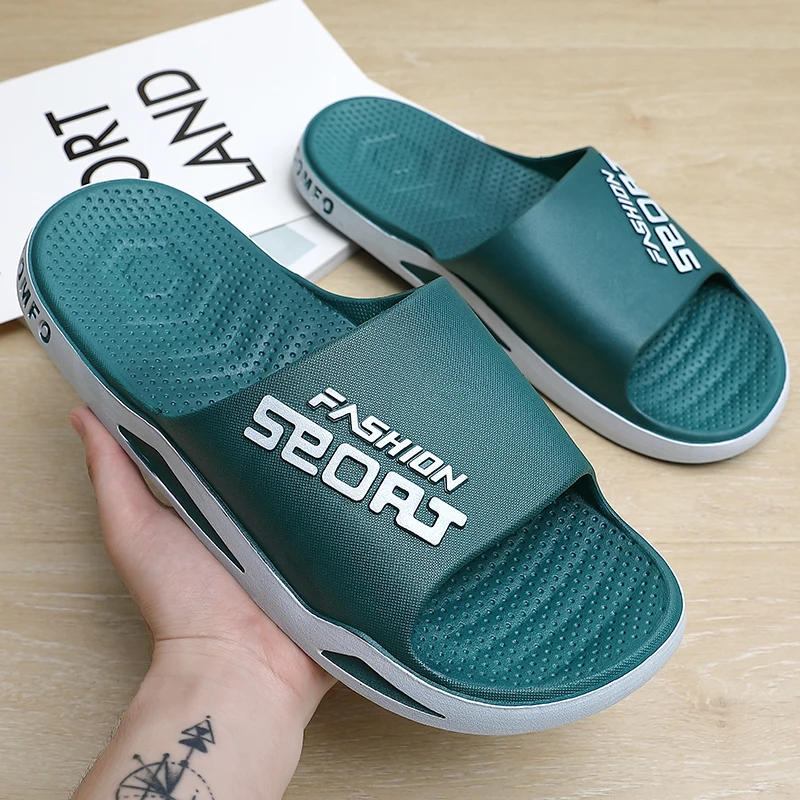 Big Size Men's Slippers Summer Sport Style Slides Anti-slip Thick Sole Breathable Fashion Slip-on Beach Leisure Sandals