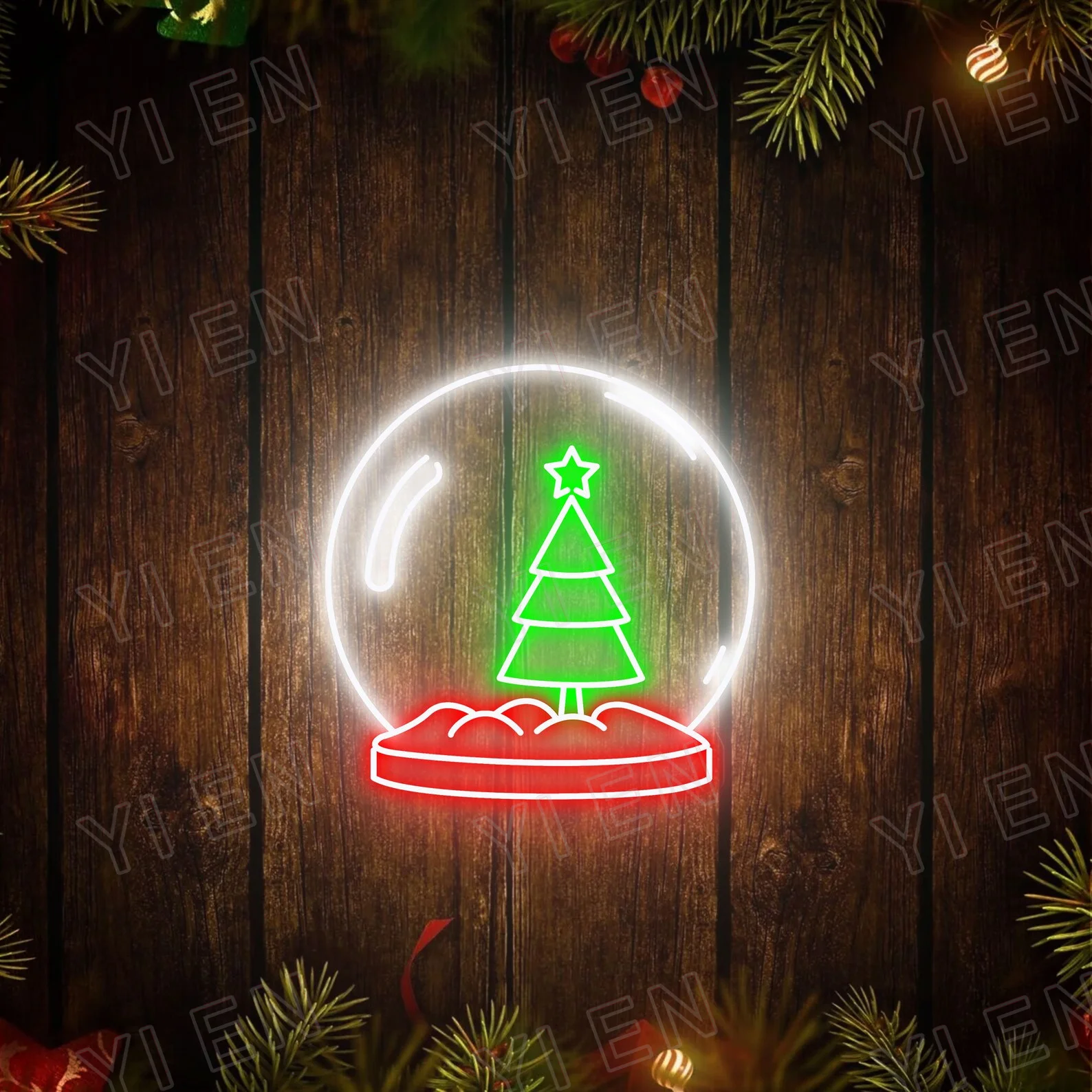 Christmas Tree Snow Globe Led Neon Sign, Xmas Party Decor, Christmas Decor Led Neon Wall Art, Christmas Gift Merry Christmas