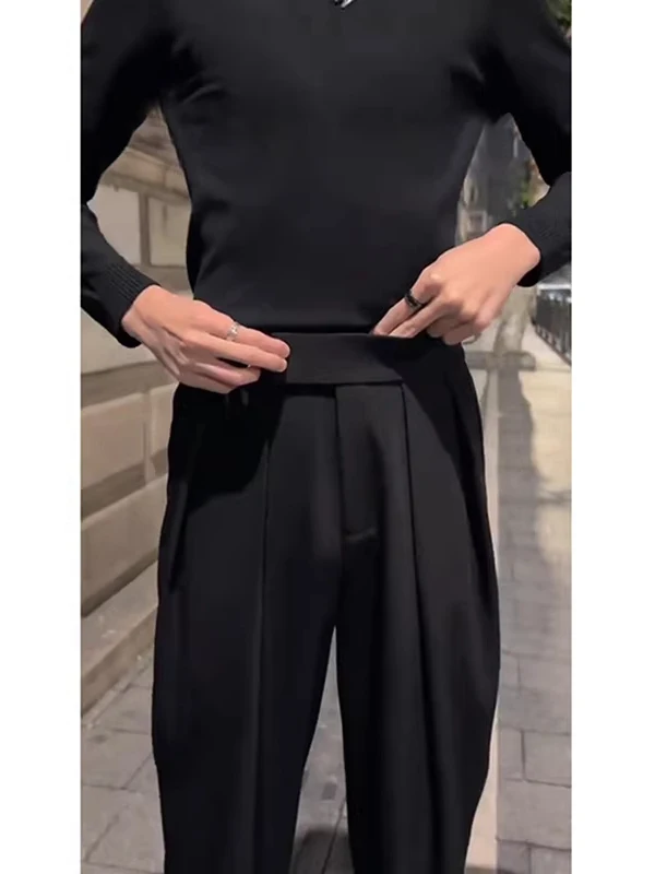 

Neapolitan Men's Casual Trousers Dra Sense Boots Match Magic Tape Cuffed Pants Briti Sle Youth Online Exclusive