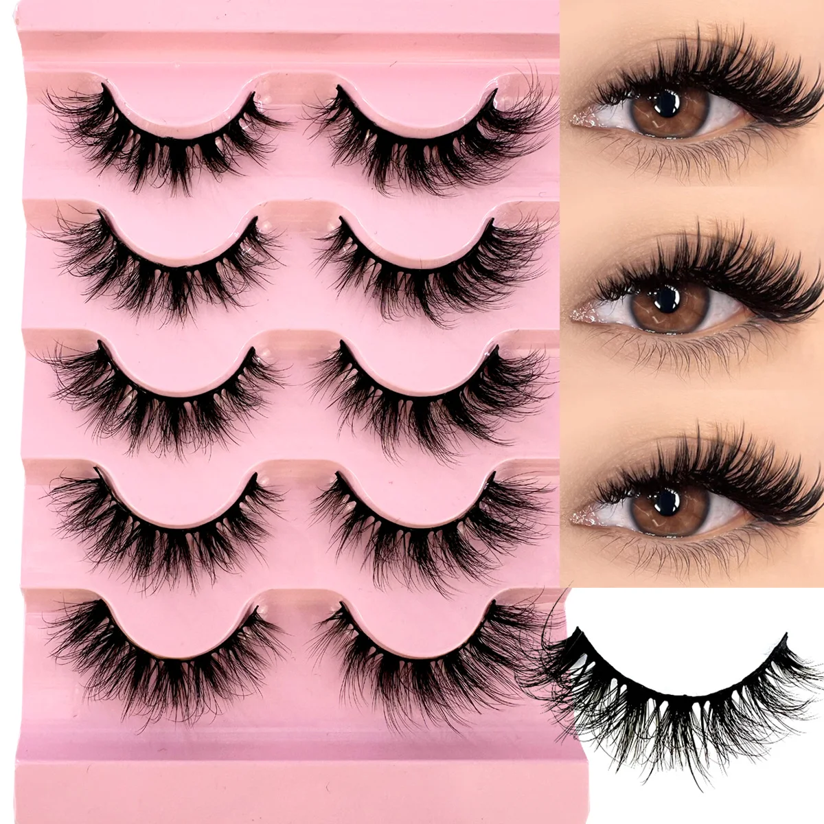 5Pairs Manga Lashes Volumized Eyelashes Faux Mink Lashes Soft And Fluffy False Eyelashes Makeup Fake Eyelash Extension