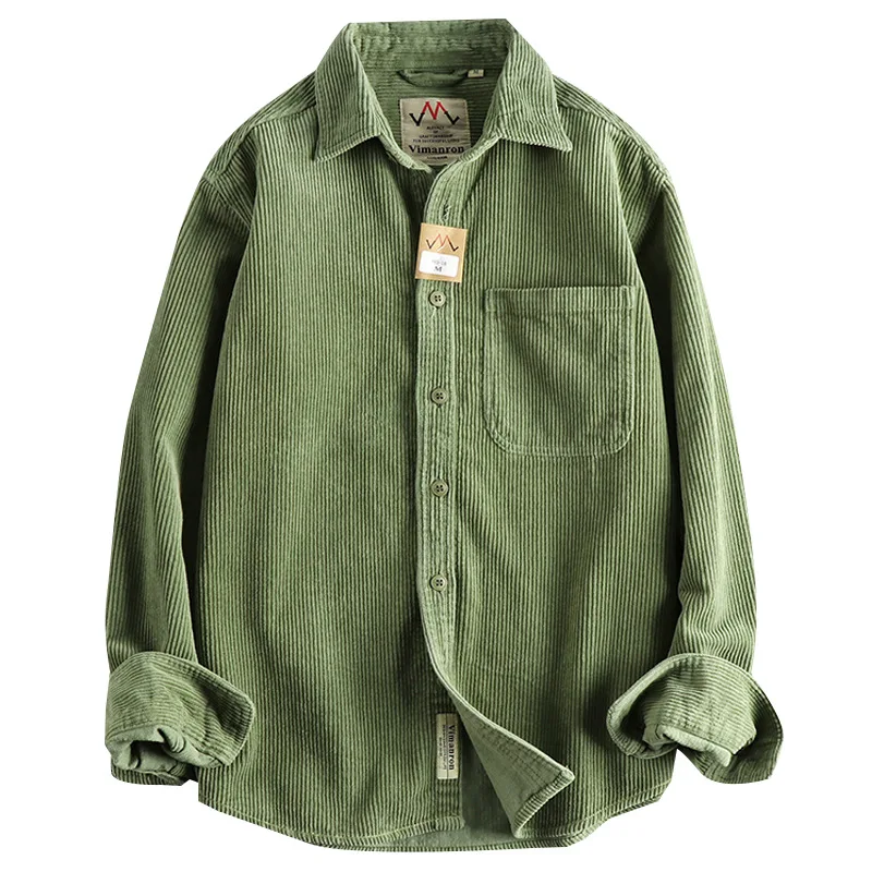 

New Men Loose Shirt Coat Long Sleeve Single Breasted Casual Shirts Pocket Spliced Turn Down Collar Blouses Cardigan Solid Autumn