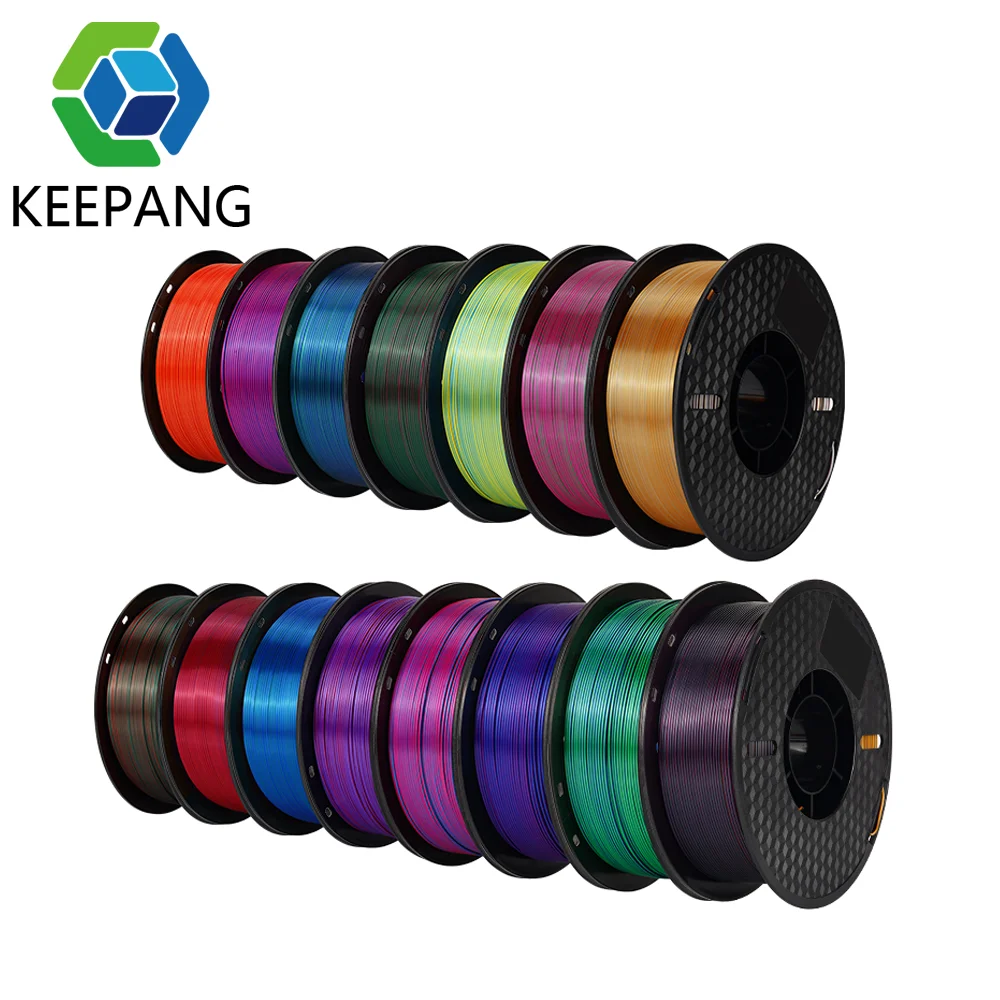 Silk PLA Tricolor Filament 1.75mm Multicolor Neatly Wound Filament Eco-Friendly 3D Printer Materials Fit Most FDM 3D Printers