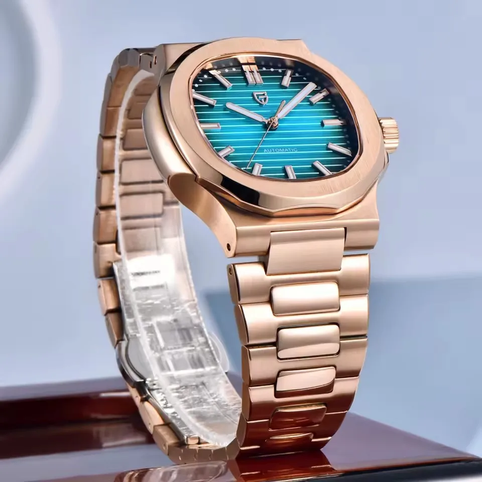 PAGANI تصميم جديد الرياضة أناقة ساعة ميكانيكية الفولاذ المقاوم للصدأ مضيئة رجل ساعة الياقوت النورس ST16 Movt ساعات رجالية