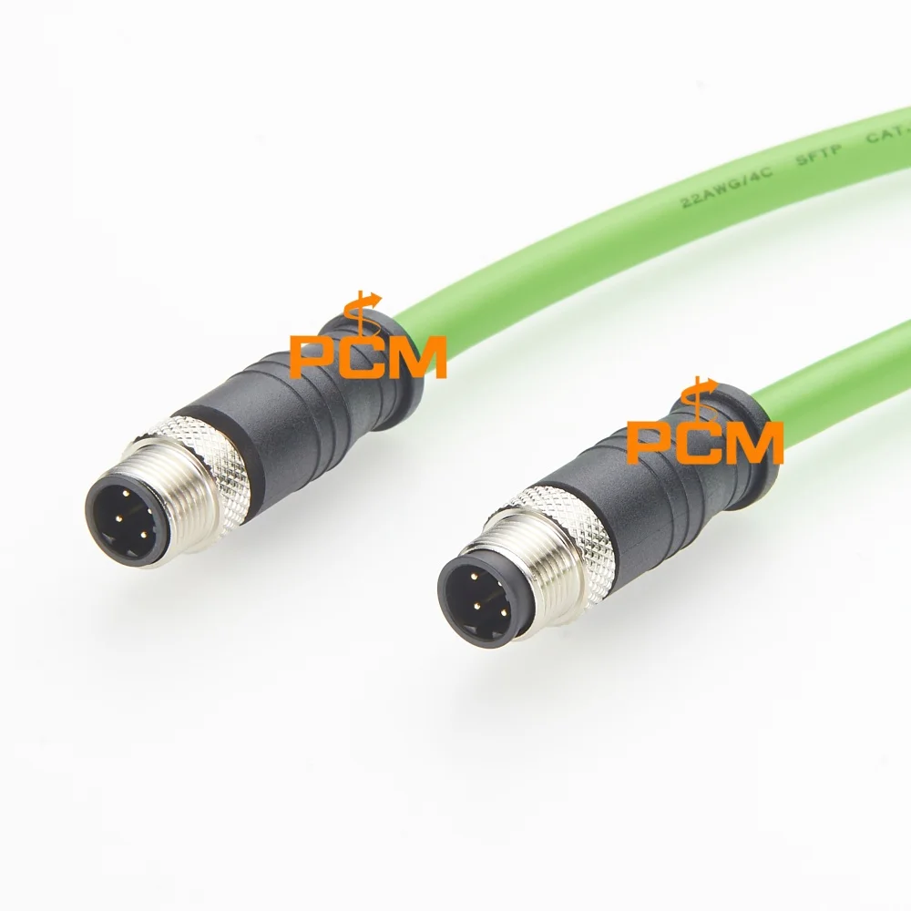 M12 4 Pin D Code Male to Male CAT5E Ethernet Cable for PLC Profinet EtherCAT Automation Robot System Compatible With IFM &Turck