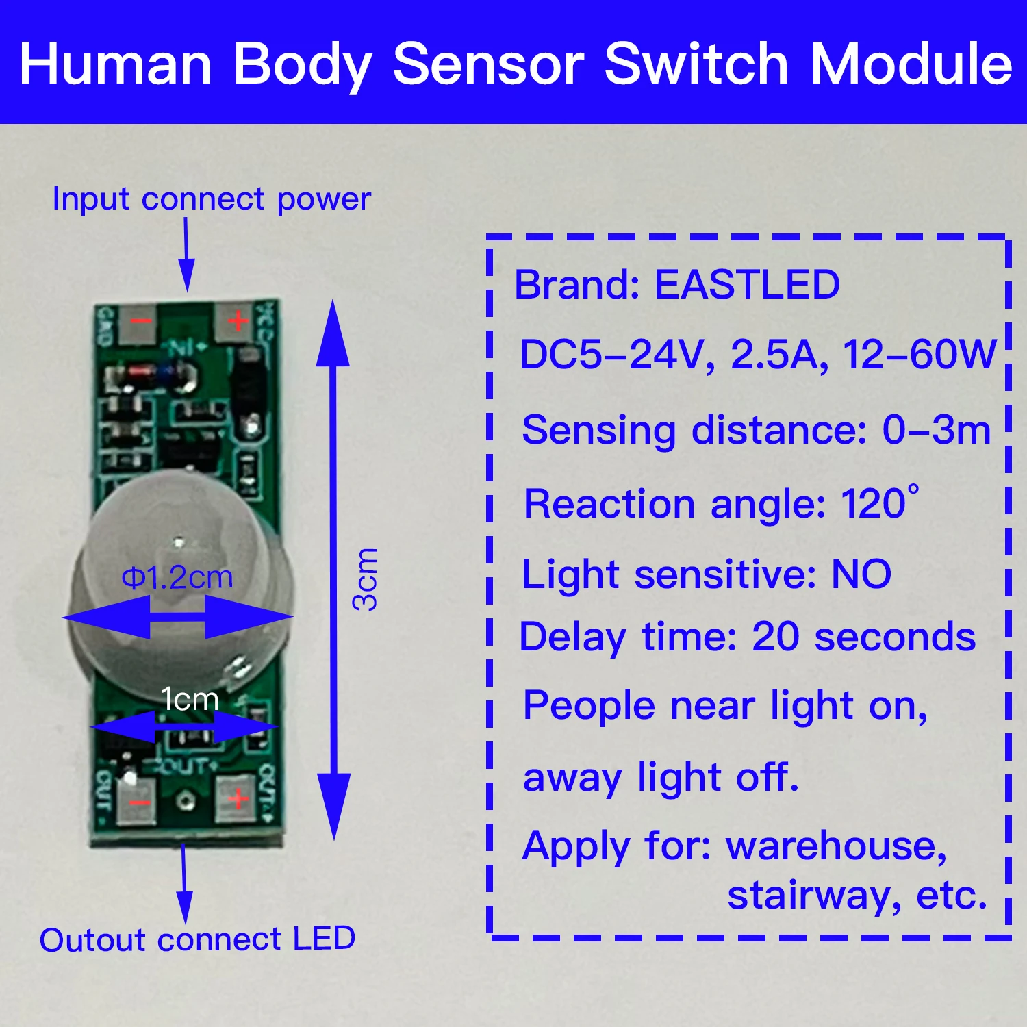 DC5V/12V/24V moduł przełącznika czujnika ruchu PIR wykrywacz światła na podczerwień ludzkiego ciała automatyczne włączanie i wyłączanie sterowanie