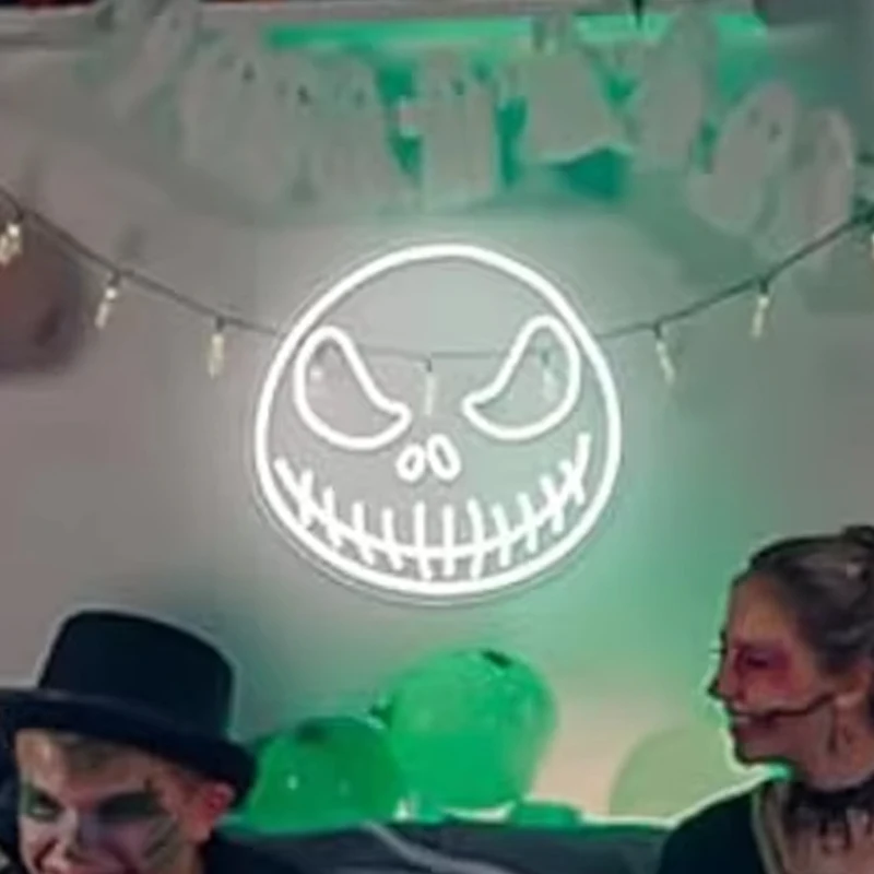 

Halloween Skull Neon Signs Dimmable Skeleton Neon Lights Wall Decor for Bar Office Halloween Christmas Birthday Party