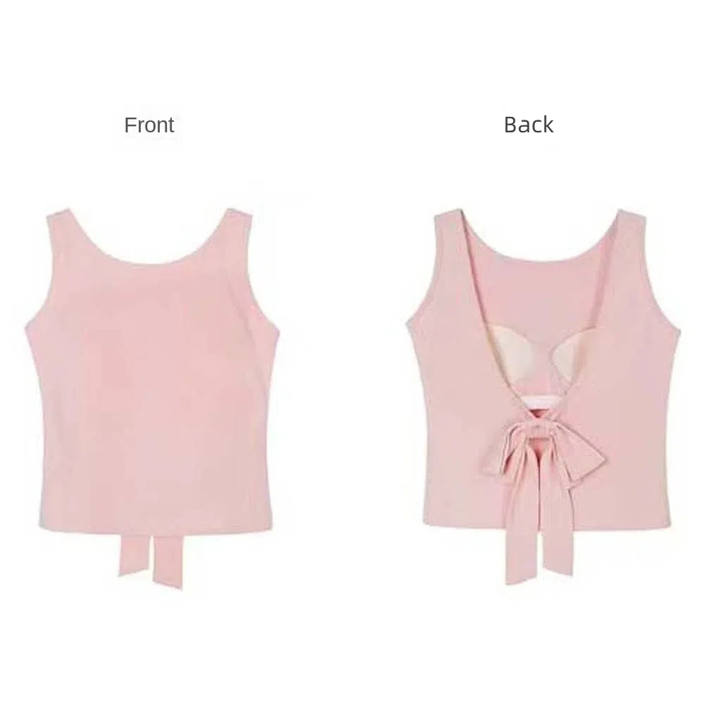 لينة عارية الذراعين أكمام المحاصيل الأعلى Bowknot بلون الكورية القوس تانك القمم الشارع الشهير الملابس الداخلية بروتيل مع منصات السفر