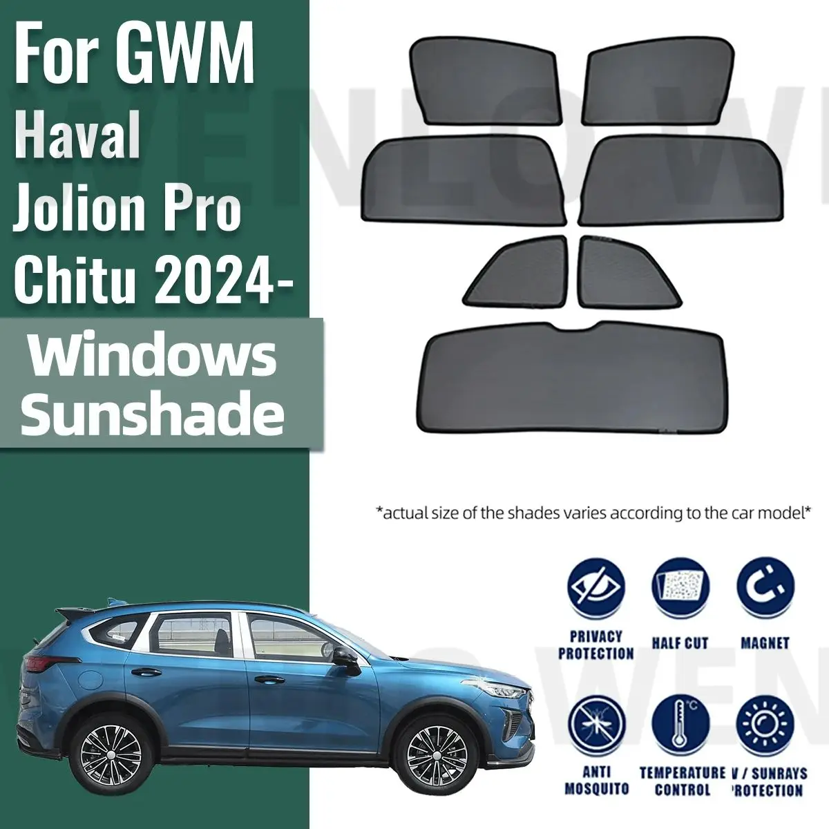 

For GWM Haval Jolion Pro Chitu 2024 2025 Magnetic Car Sunshade Shield Front Windshield Frame Curtain Rear Side Window Sun Shade