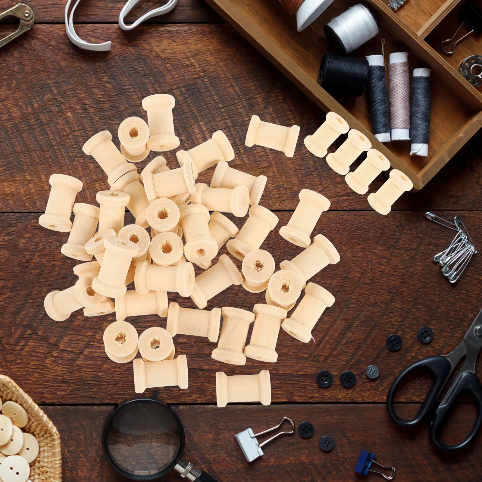 100 bobines en bois pour fil à coudre, support pour broderie, matelassage, fil à tisser, bobines pratiques, organisateur de fil, rangement de bobines