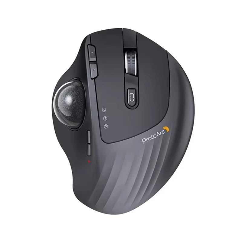 ProtoArc EM01 NL Wireless Trackball Mouse Rechargeable Bluetooth 2.4G Ergonomic Mice for PC iPad Mac Windows 3 Device Connection