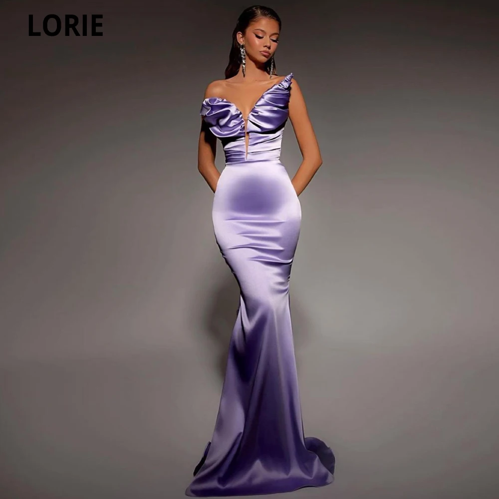 

LORIE Sleeveless Purple Satin Evening Dresses 2023 Formal Party Dresses Mermaid Pleat Evening Gowns Vestidos De Noche Prom Gowns