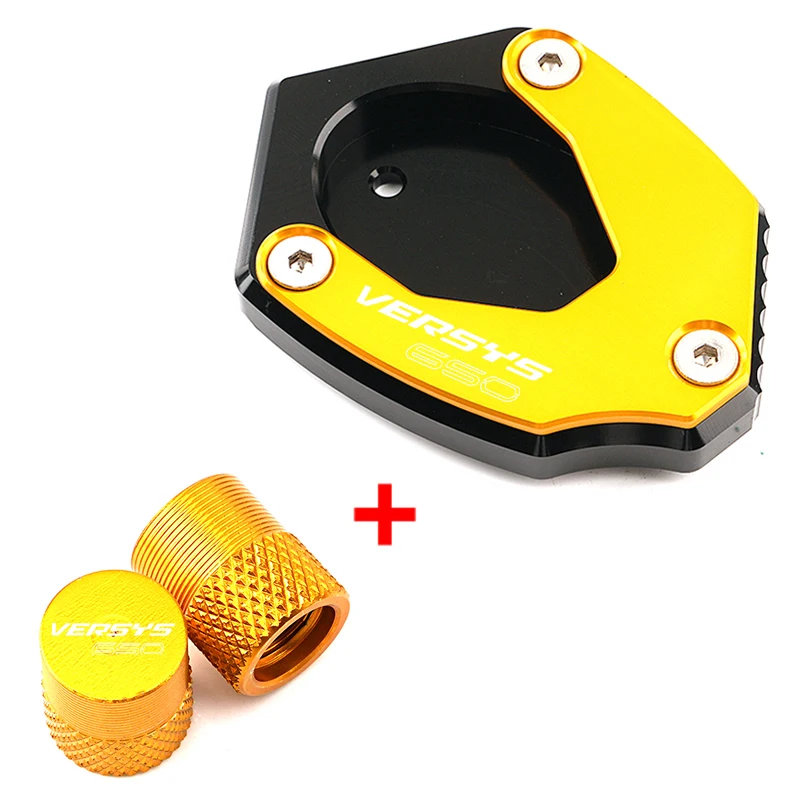 For kawasaki versys650 Versys 650 VERSYS 650 2010-2025+ Motorcycle Side Stand Enlarged Plate Kickstand & Tire Valve Caps