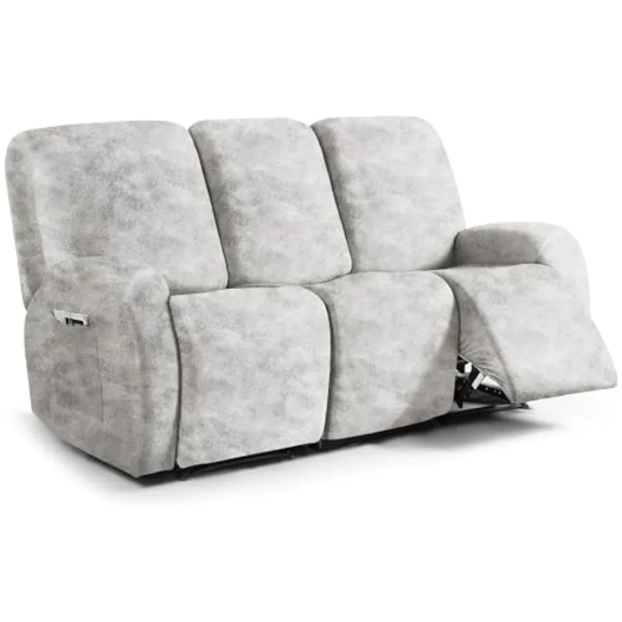 

Leather Look Recliner Couch Cover 8-Pieces Stretch Recliner Sofa Covers Soft Reclining Slipcover Washable Furniture Protector f