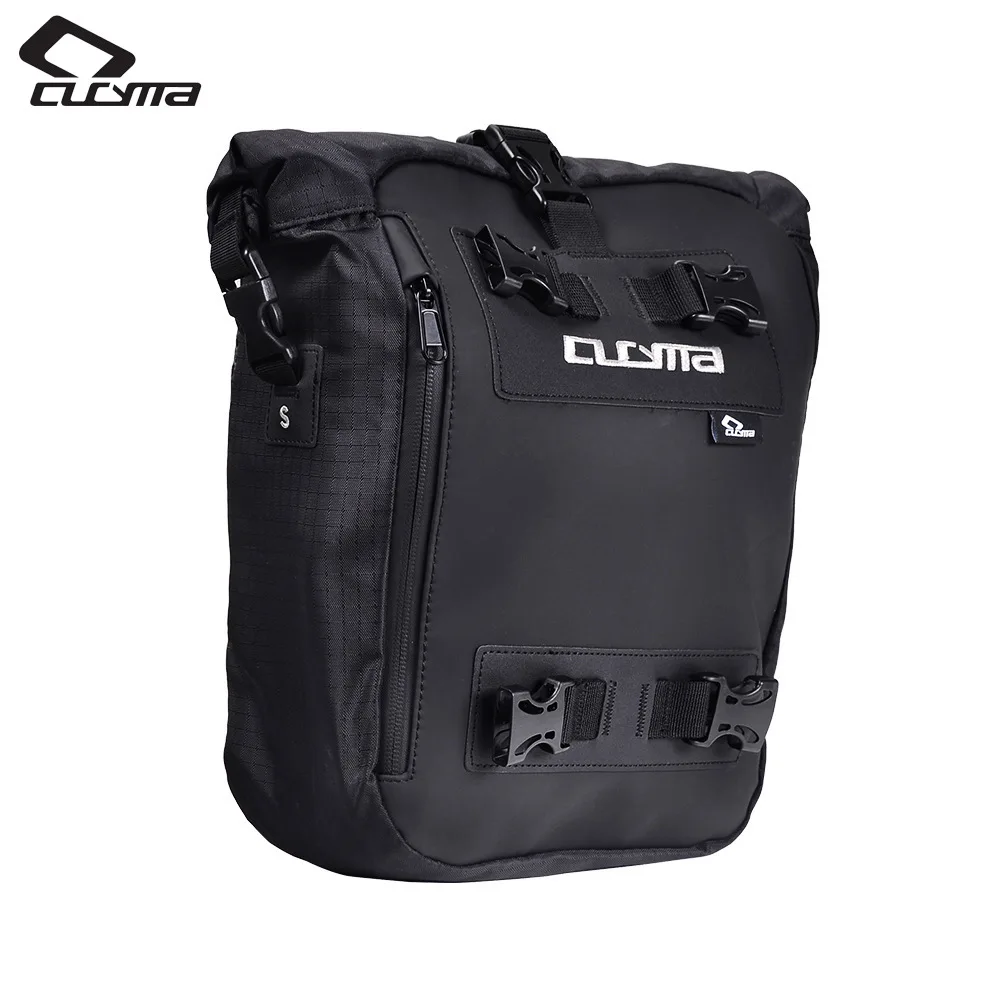 CUCYMA Waterproof Motorcycle Rear Seat Bag Small Roll Top Backpack Side Tail Luggage for Motorbike Touring Travel