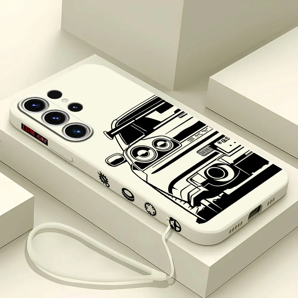 JDM Dream Car Shell Square Liquid Case for Samsung Galaxy S23 Ultra 5G S21 Plus S24 Ultra S20 FE S22 S22 Plus Silicone Cover