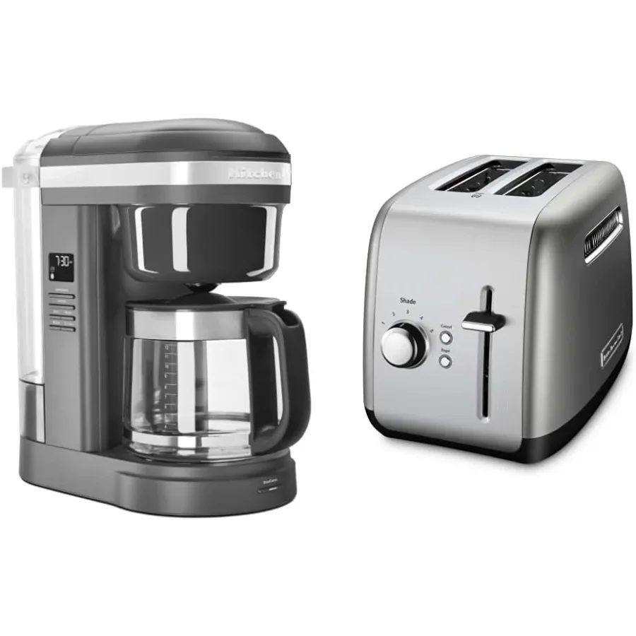 12カップのコーヒーメーカー（スパイラルシャワーヘッド付きでより良い抽出を実現）と、ベーグルや様々なパンに対応する2枚焼きトースター