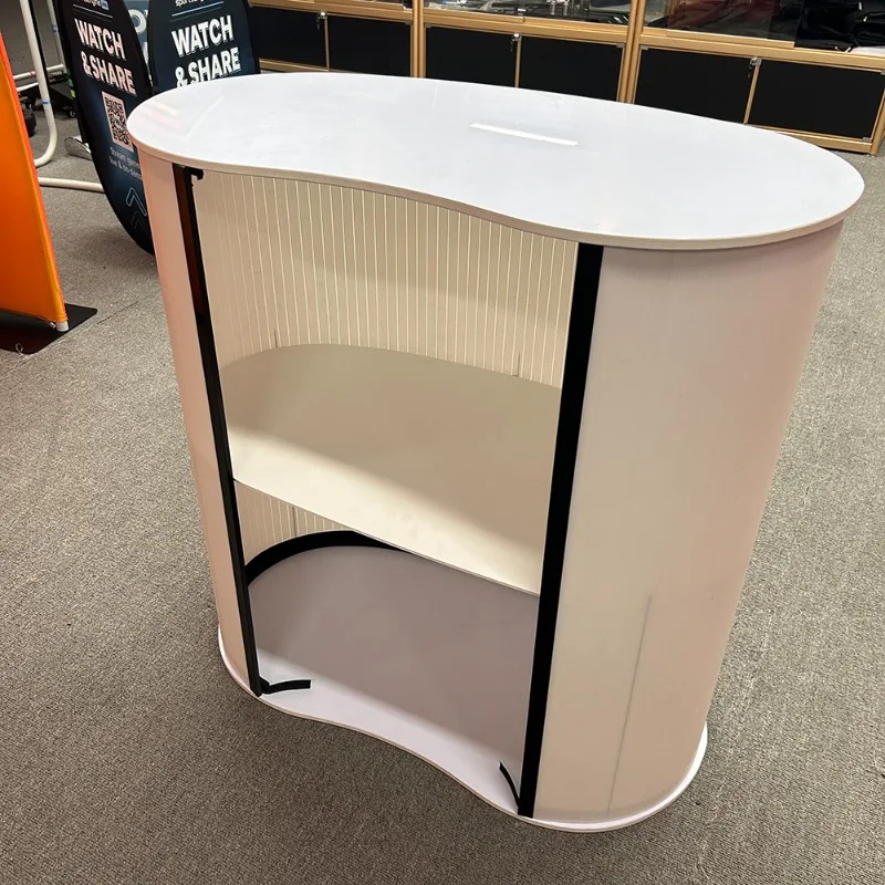 Trade Show Advertising Heavy Duty Floor Type PP Tube Display Stand Portable Reception Counter Promotional Table Counter