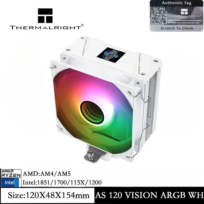 

Thermalright Assassin Spirit 120 Vision ARGB Белый воздушный охладитель 240*240 Мощный кулер для процессора с ЖК-экраном для AM4 AM5 Intel1851/115X