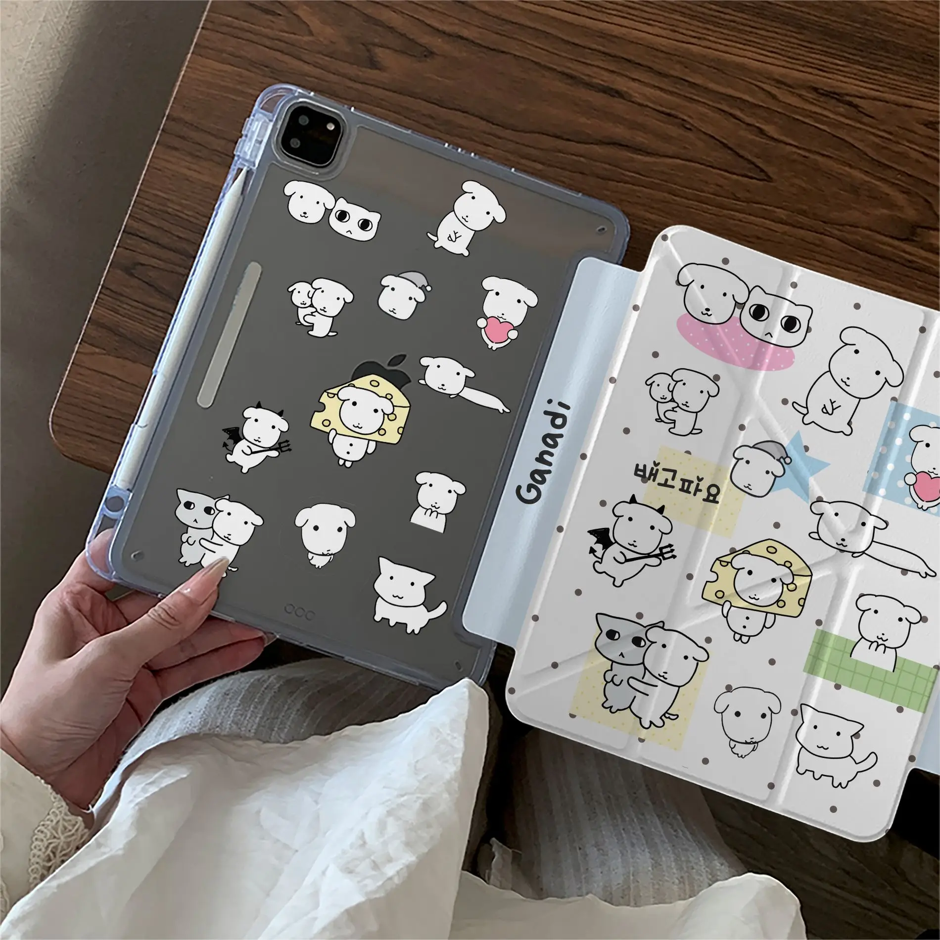 Polka Dots Line Puppy Korea Y2K Tablet Case For iPad Pro 11 13 M2 M4 M3 9.7 10.2 5/6th 7/8/9/10/11th Mini 6 7 Air 3 4 5 6 Cover